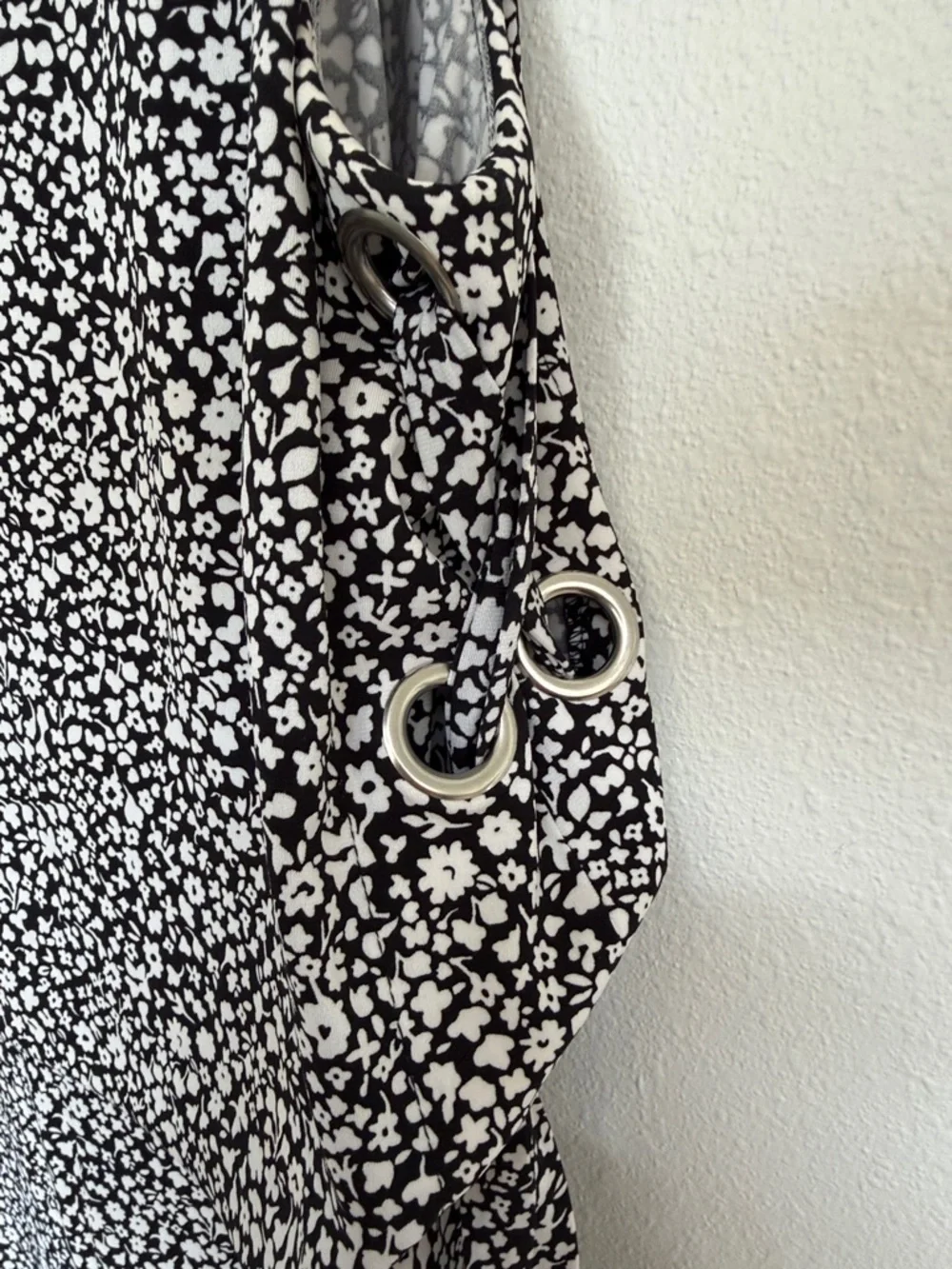 Michael Kors Black and White Floral Sleeveless Jumpsuit with Side Tie